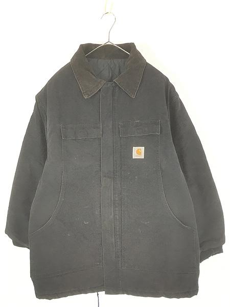 古着 Carhartt BLK ブラック ダック パデット トラディショナル コート 3XL位