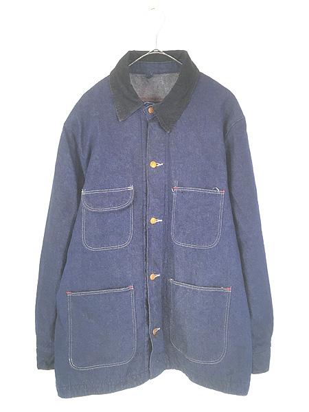 古着 70s BLUE BELL ブランケット ライナー 濃紺 インディゴ デニム ワーク カバーオール ジャケット 44