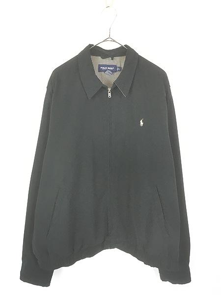 古着 POLO GOLF Ralph Lauren 異素材 フェイク スエード スウィング トップ ジャケット ブラック XL