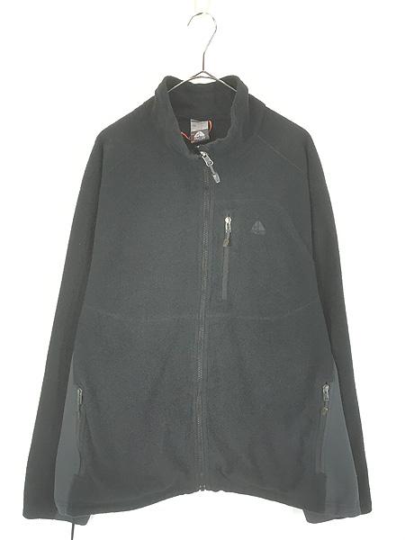 古着 NIKE ACG ワンポイント ポケット付 ハーフジップ フリース ジャケット ブラック XL