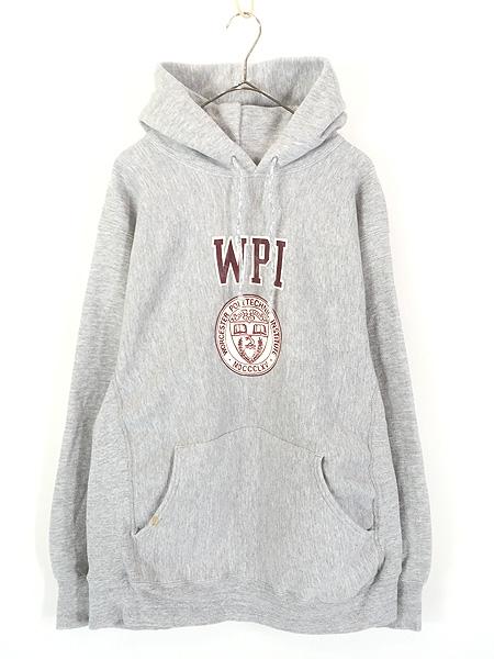 古着 90s USA製 Sand Knit 「WPI」 カレッジ リバース タイプ ヘビー スウェット パーカー L