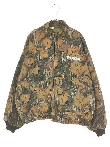 古着 80s USA製 Mossy Oak リアル ツリー カモ 迷彩 パデッド パチポケ コットンツイル ジャケット 2XL