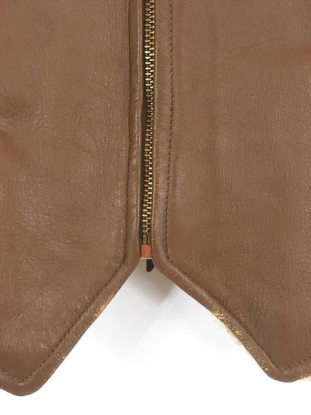 古着 80s USA製 W.B.PLACE & Co. ボア フリース ライナー 本革 レザー スポーツ ベスト 48