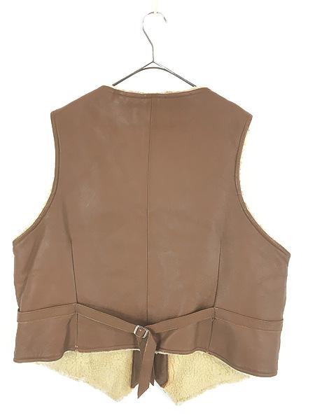 古着 80s USA製 W.B.PLACE & Co. ボア フリース ライナー 本革 レザー スポーツ ベスト 48