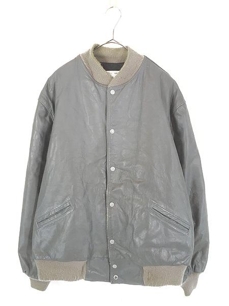 古着 80s General Sports グレー オール レザー スタジアム ジャケット スタジャン XXL位