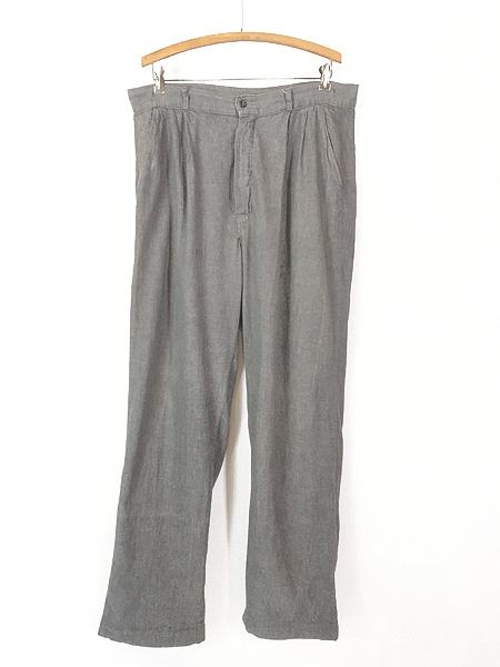 古着 60s WALDES ジップ グレー シャンブレー デニム チノ タック トラウザーズ パンツ ジーンズ ストレート W35 L32