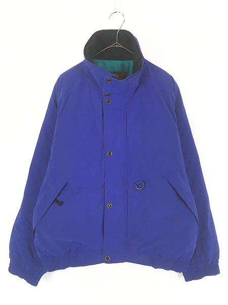 古着 80s Eddie Bauer 名作 Dカン チンスト 比翼 グース ダウン ジャケット ブルゾン ブルー L