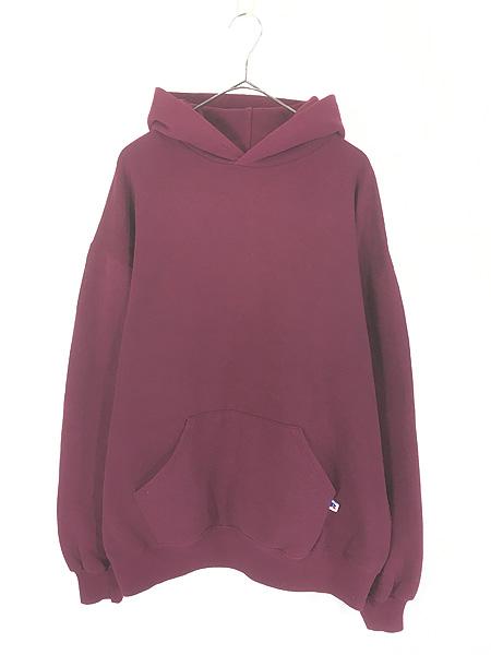 古着 90s USA製 Russell 無地 プレーン セットイン スウェット パーカー ワイン XL