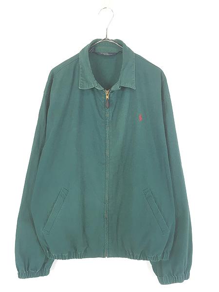 古着 90s USA製 Polo Ralph Lauren ワンポイント コットン ツイル スウィングトップ ジャケット グリーン S