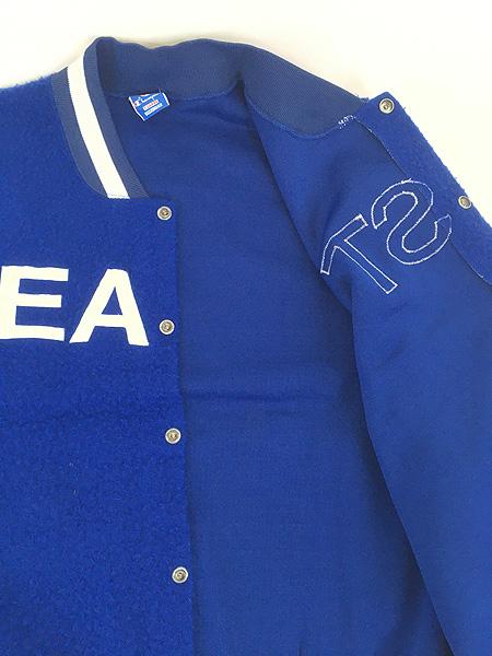 古着 80s USA製 Champion 「EAST」 ナンバリング パッチ 表起毛 パイル スタジアム ジャケット スタジャン XL 古着 80s USA製 Champion 「EAST」 ナンバリング パッチ 表起毛 パイル