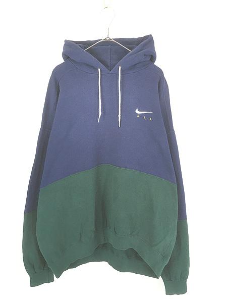 古着 90s USA製 NIKE AIR ワンポイント バイカラー スウェット パーカー L