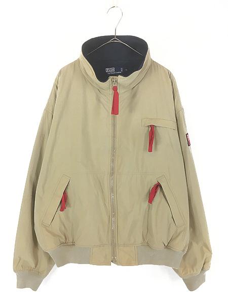 古着 90s Polo Ralph Lauren 「HI TECH」 POLARTEC フリース シェルド ジャケット ベージュ XL