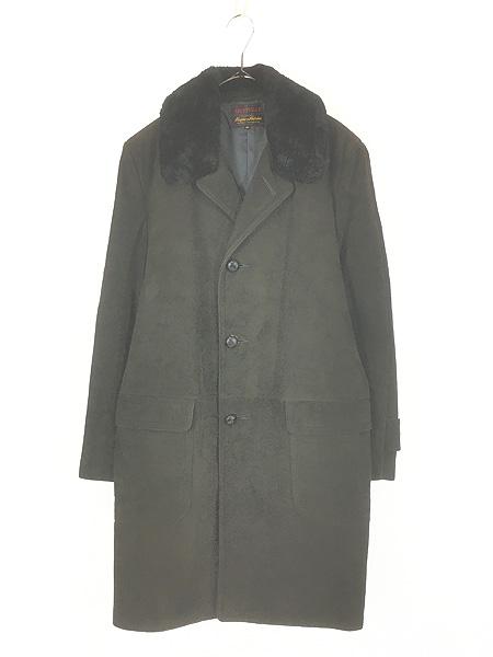 古着 50s SPORTVILLE Hughes & Hatcher ムートン襟 本革 ヌバック レザー ロング コート 38 ミント!!