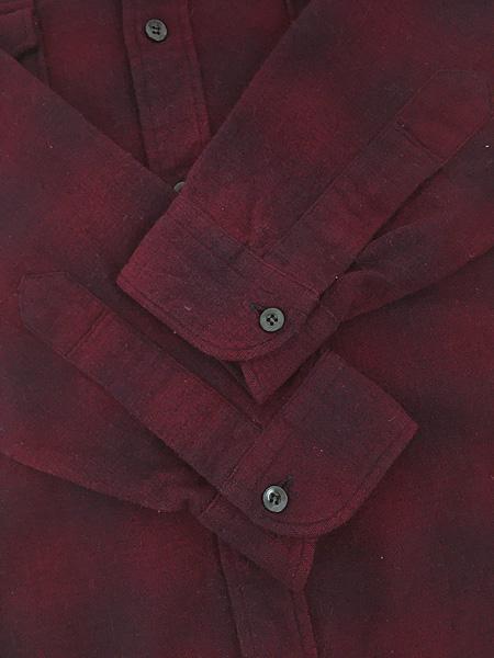 古着 70s Pendleton ワイン × ブラック オンブレ シャドー チェック ウール シャツ 16 古着 70s Pendleton ワイン × ブラック オンブレ シャドー チェック