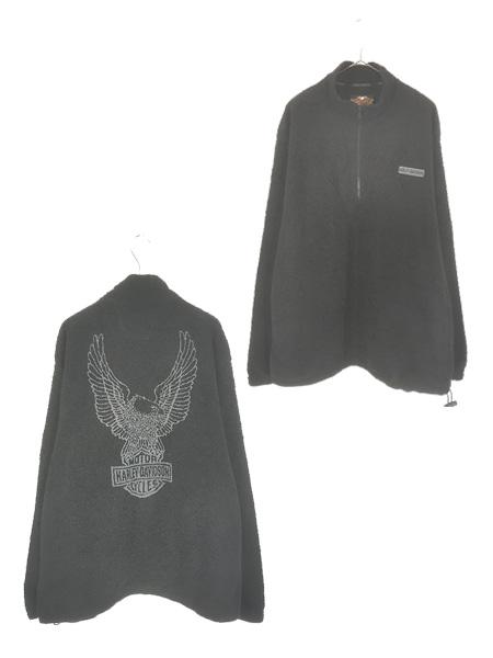 古着 HARLEY DAVIDSON イーグル バック ハーフジップ プルオーバー ボア フリース ジャケット XL