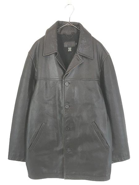 古着 90s J Crew 本革 ステアハイド ブラウン レザー カーコート ジャケット M