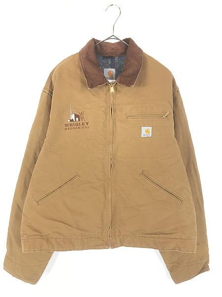 古着 00s Carhartt 裏地 ストライプ ブランケット BRN ブラウン ダック デトロイト ジャケット 48