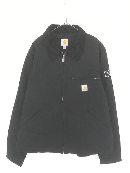 古着 Carhartt 裏地 ストライプ ブランケット ブラック ダック デトロイト ジャケット L