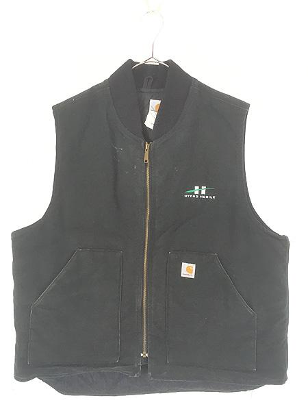 古着 00s Carhartt BLK ブラック ダック 首リブ パデット ベスト XL