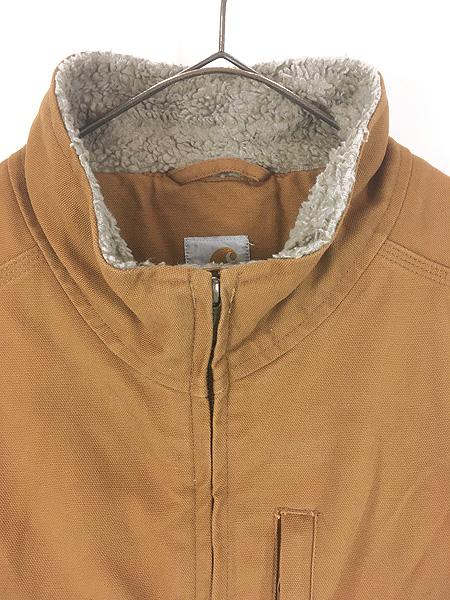 古着 Carhartt 裏ボア DKB ダークブラウン ダック ハイネック ベスト L
