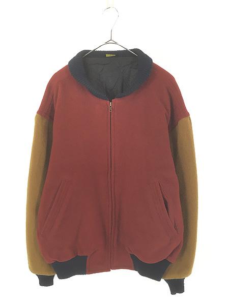 古着 90s USA製 3カラー メルトン ウール スタジアム ジャケット スタジャン M