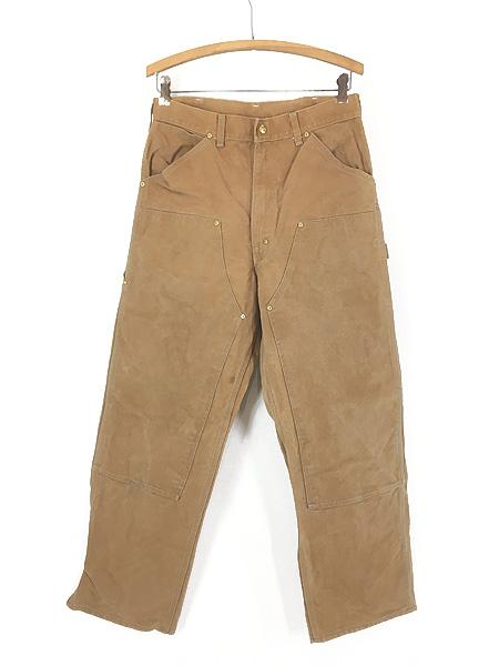 古着 70s USA製 Carhartt ブラウン ダック Wニー ペインター ワーク パンツ W30 L29