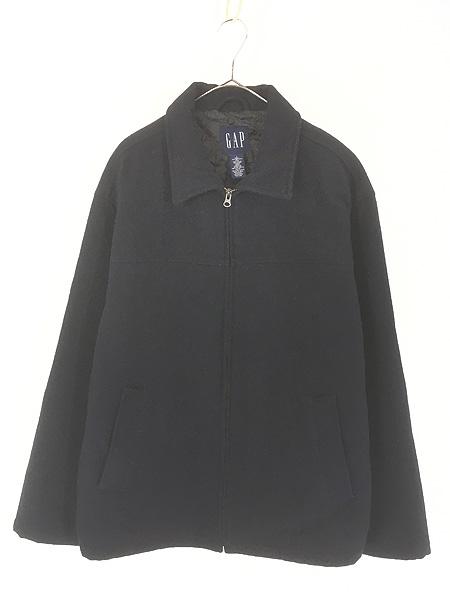 古着 90s GAP パデッド フランネル ウール スポーツ ジャケット ネイビー L