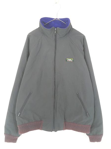 古着 80s USA製 LL Bean 「Warm-up Jacket」 フリース ライナー シェルド ウォームアップ ジャケット グレー XL位