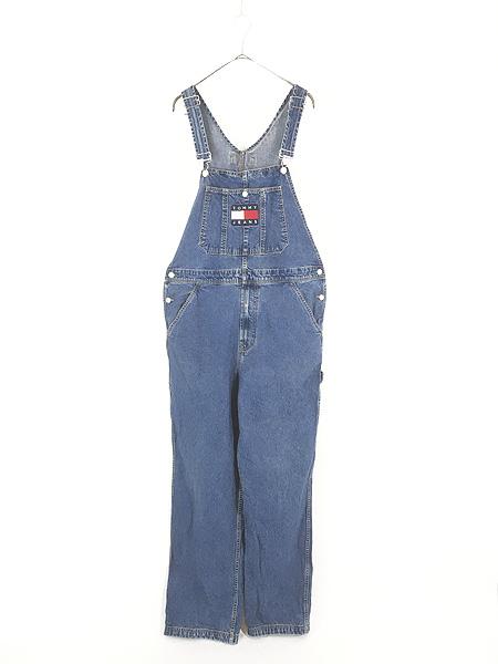 古着 90s  JEANS フラッグ ロゴ 刺しゅう パッチ デニム オーバーオール M