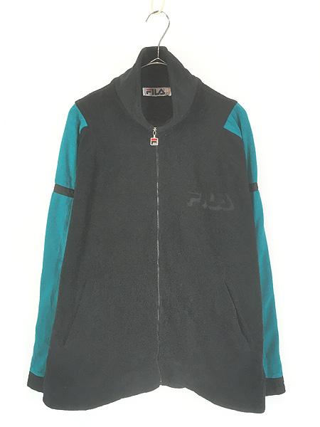 古着 80s Italy製 FILA クレイジー パターン ハイネック フリース ジャケット L