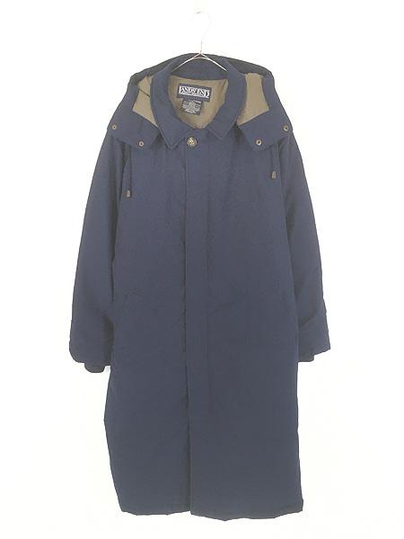 古着 90s LANDS' END 2way ボリューム グース ダウン フーディー コート L