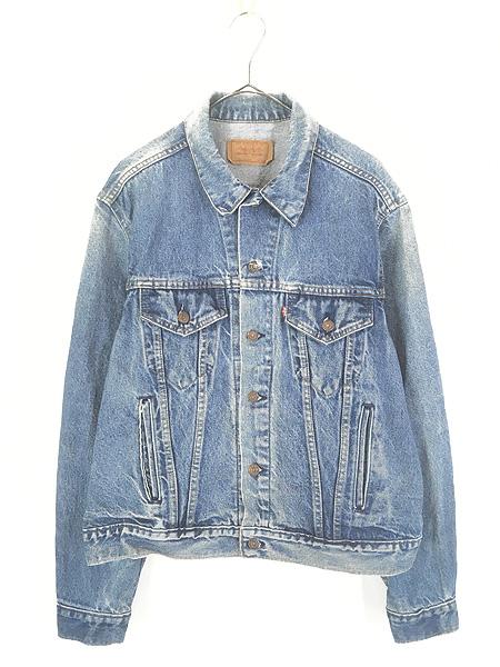 古着 80s USA製 Levi's 70506-0216 ハンド ポケット付 ブルー デニム トラッカー ジャケット Gジャン 46R