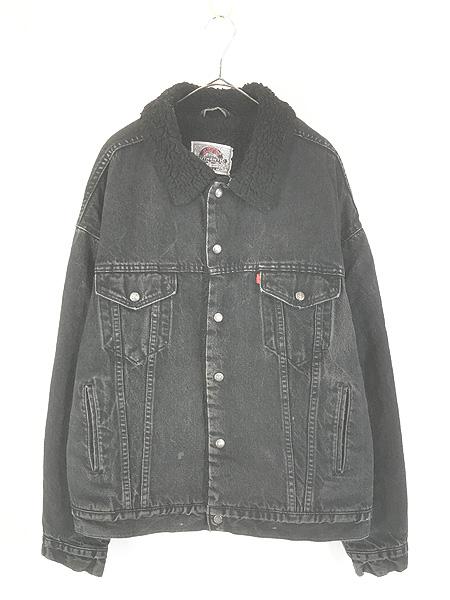 古着 90s USA製 Levi's 70629-4159 オール ブラック デニム ボア トラッカー ジャケット Gジャン XL