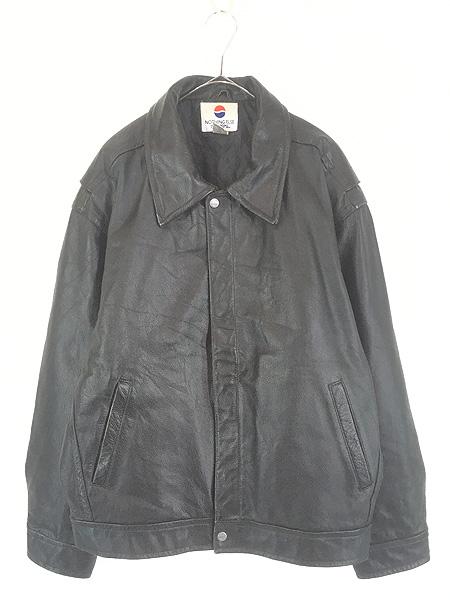 古着 90s PEPSI ペプシ コーラ 企業 本革 カウ レザー スポーツ ジャケット L