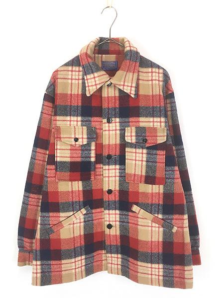 古着 70s USA製 Pendleton マルチ チェック メルトン ウール マッキーノ ジャケット M