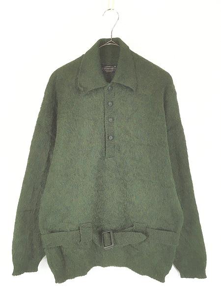 古着 70s USA製 PURITAN 貴重!! ベルト & 襟付 シャギー モヘア ウール ニット セーター M