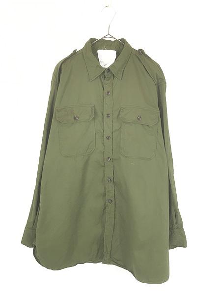 古着 60s オーストラリア軍 マチ付 100% コットン サテン ミリタリー ファティーグ シャツ 17 1/2 ミント!!