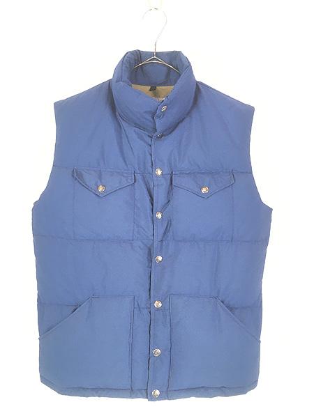 古着 70s USA製 TNF The North 茶タグ コットンクロス ダウン ベスト 青 S