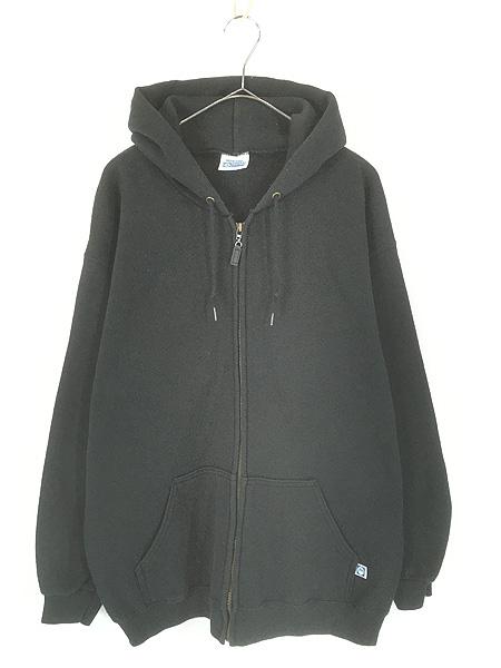 古着 90s USA製 Discus 無地 プレーン セットイン スウェット ジップ パーカー ブラック L