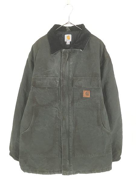 古着 Carhartt  MOS モスグリーン ダック パデット トラディショナル コート XL