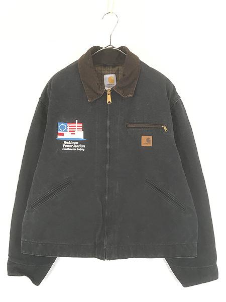 古着 Carhartt 裏地 チェック ブランケット ブラック ダック デトロイト ジャケット L