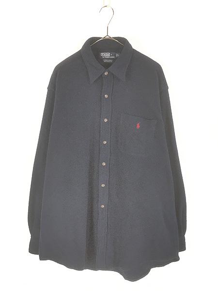 古着 90s Polo Ralph Lauren 「LOWELL SPORT」 ワンポイント ソリッド フリース シャツ L