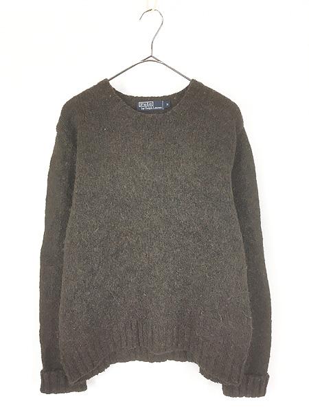 古着 90s Polo Ralph Lauren ミックス アルパカ ウール ニット セーター 茶 M