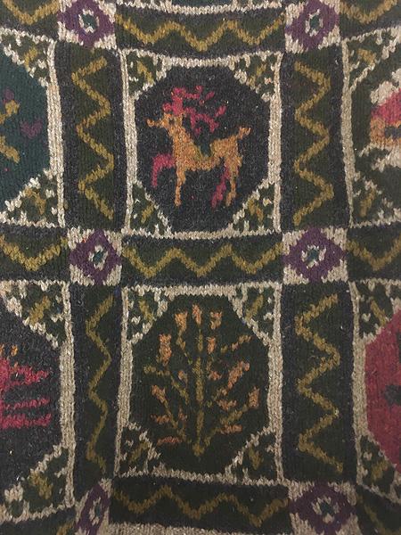 古着 90s LANDS' END パッチワーク風 マルチ パターン ウール ハンド ニット セーター L 古着 90s LANDS' END パッチワーク風 マルチ パターン ウール ハンド