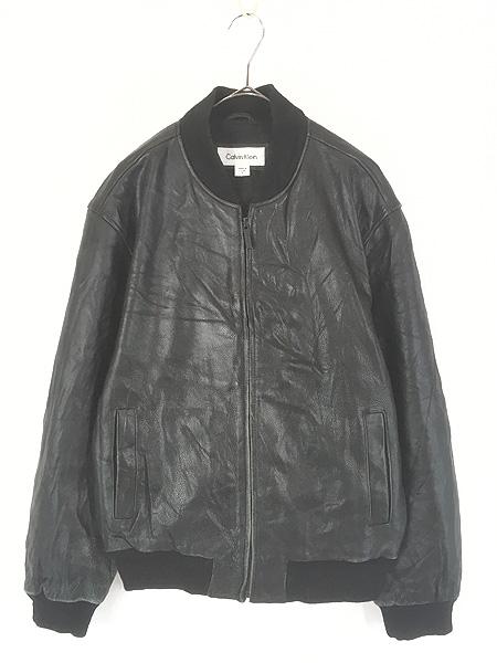 古着 00s CK   パデッド 本革 レザー タンカース ジャケット M