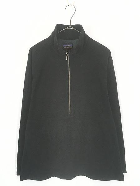 古着 99s USA製 Patagonia 「MICRO D-LUXE」 ハーフジップ ライト フリース ジャケット トップス ブラック M