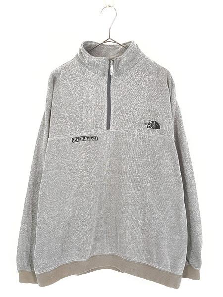 古着 USA製 TNF The North Face 「STEEP TECH」 ハーフジップ スウェット トレーナー グレー L