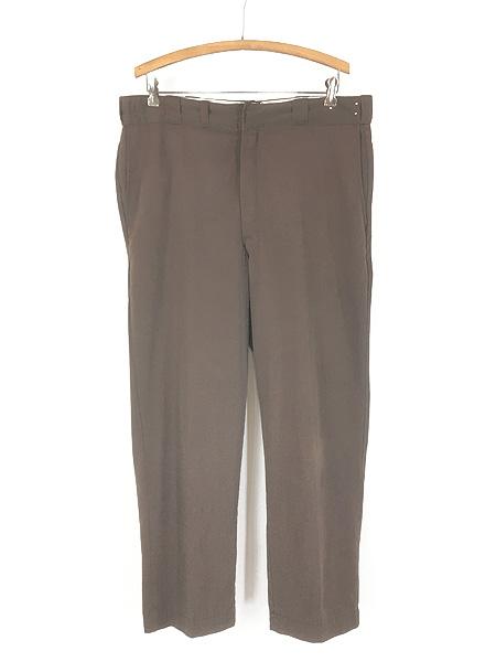 古着 80s USA製 Dickies コットンツイル ワーク チノ パンツ チノパン ストレート ブラウン W37 L29
