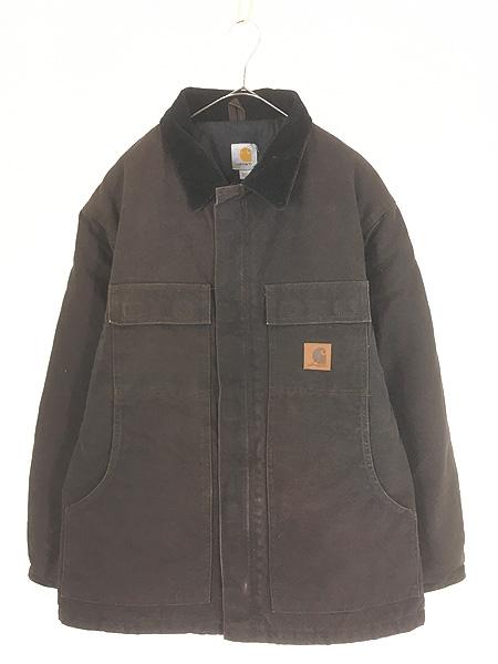 古着 10s Carhartt DKB ダークブラウン ダック パデット トラディショナル コート L