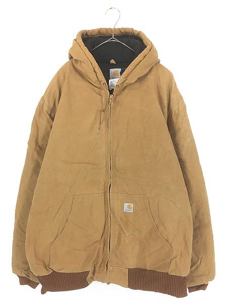 古着 00s USA製 Carhartt ブラウン ダック 防寒 パデット アクティブ パーカー ジャケット XL Tall